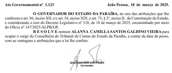 Nomeação foi publicada no DOE. (foto: reprodução/DOE)